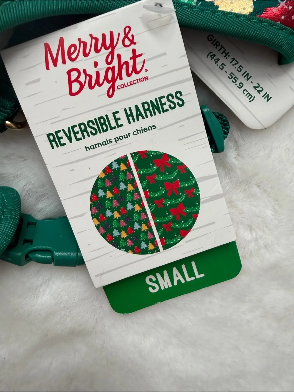 Green Holiday Reversible Small Pet Harness